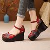 Fashion GKTINOO Retro Sandals 2025 Summer New Buckle Strap Closed Toe Genuine Leather Comfortable Thick Heels Women's Platform Shoes