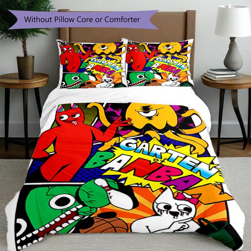 3pcs Duvet Cover Set (1*Duvet Cover + 2*Pillowcase, Without Core), Game Rainbow Friends Print Bedding Set, Bedroom Decor, All‑Season, Birthday Gift