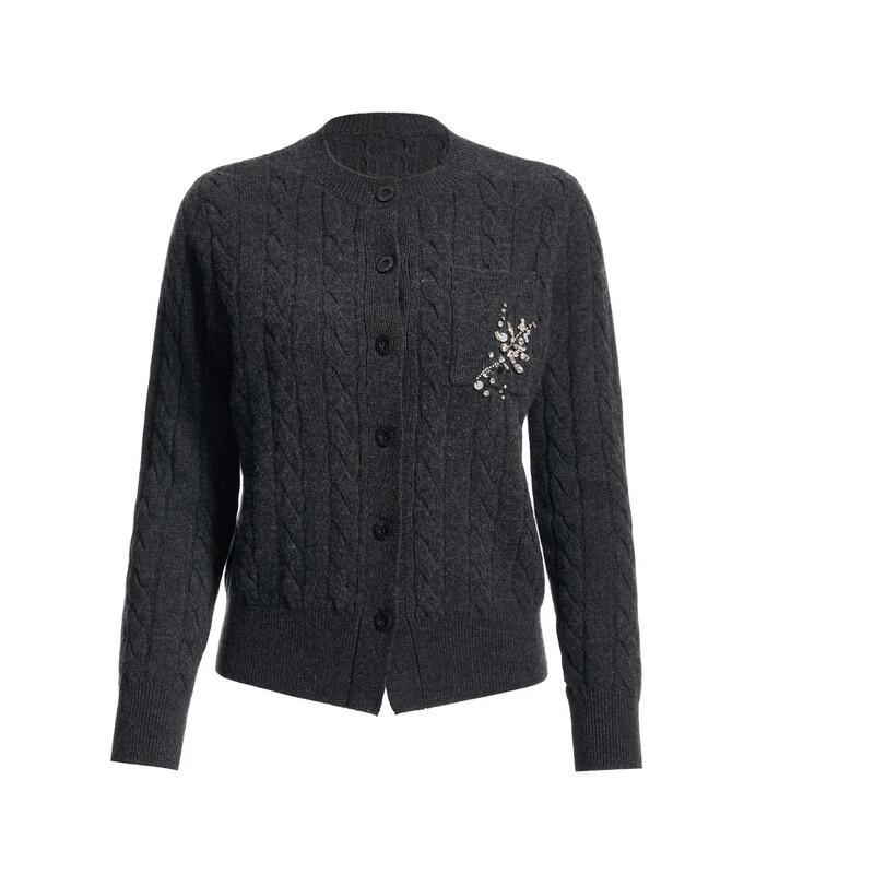 ELLASSAY Women's Rhinestone Embellished Knit Cardigan