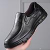 Mens Summer Leather Sandals Breathable Soft Sole Hollow Out Casual Shoes Big Size for Dad Elderly