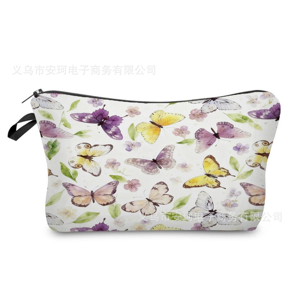 Butterfly Printing Makeup Bag, Nail Polish Storage Bag, Washable Toilet Bag for Daily Travel