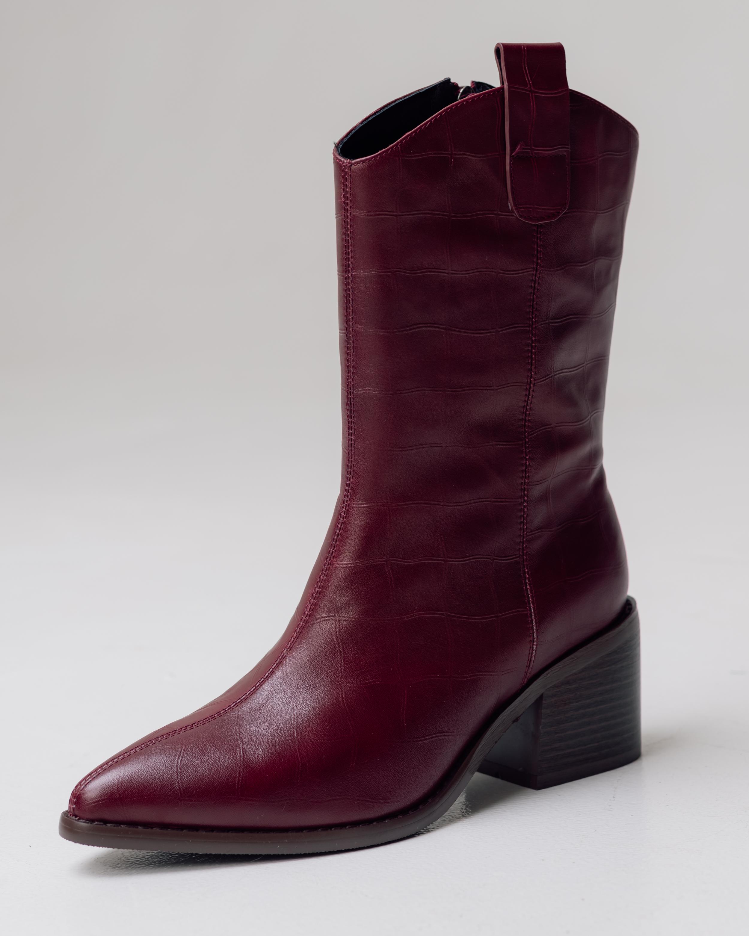 

Sufinna 83968 36 Burgundy Leather Heeled Boots 40 бордовий