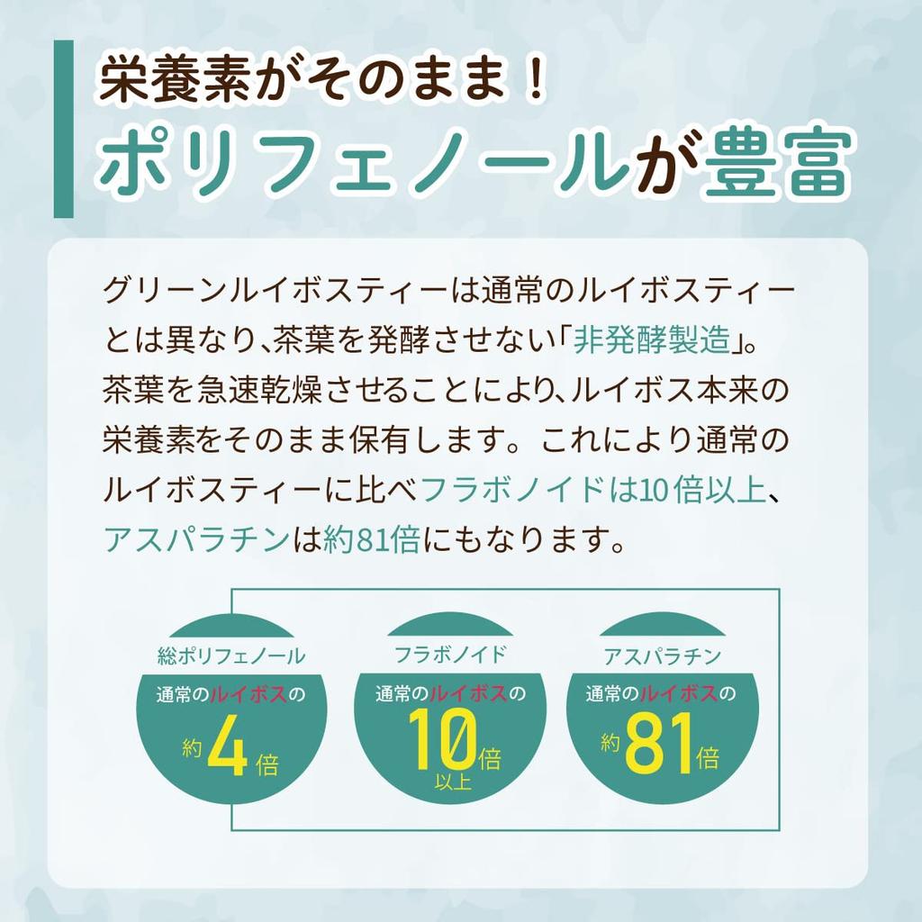 Chatsumi No Sato Organic Green Rooibos Tea Bags Value Pack 100 Large Capacity 2g×100 Caffeine-Free