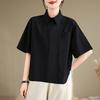 DIMANAF 2026 Women Plus Size New Summer Blouse Shirt Short Sleeve Casual Loose Lady Tops Shirts Cotton Print
