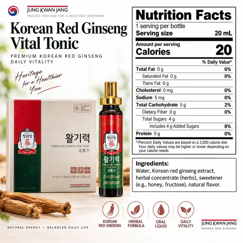 Jung Kwan Jang 6 Years Korean Red Ginseng Nourishing Nutritional Oral Liquid 20ml