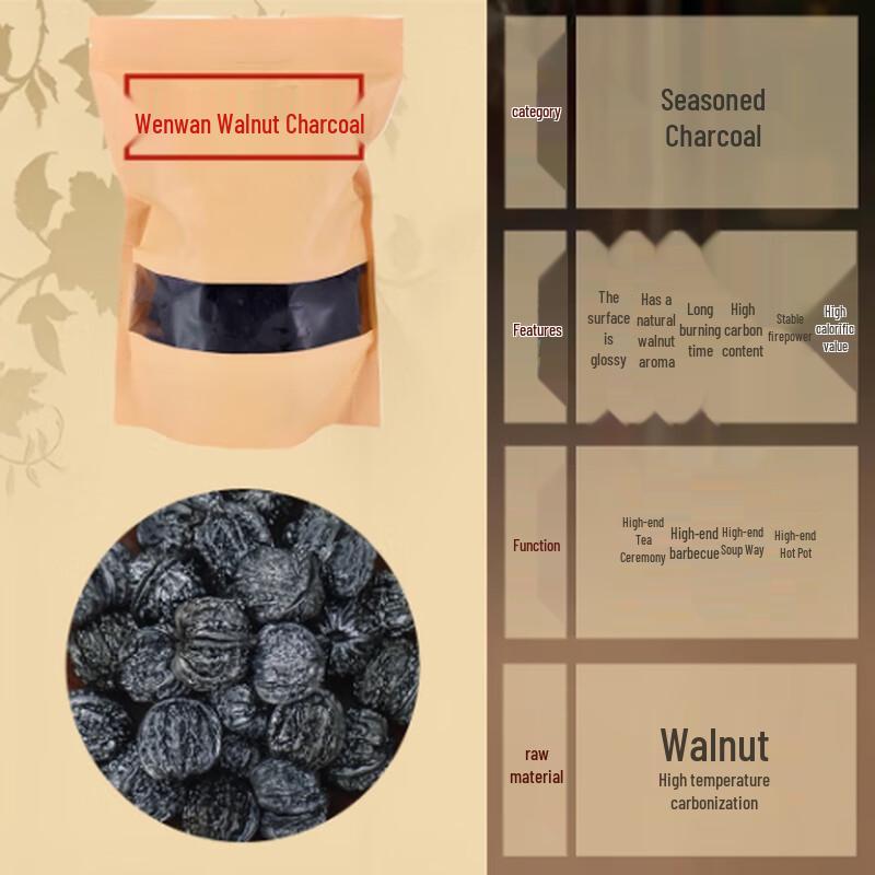 Premium Long-Lasting Walnut Charcoal for Tea & BBQ