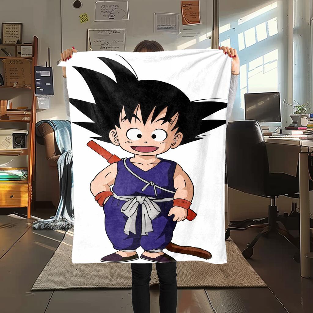 1PZ Coperta Morbida in Flanella con Stampa Carina di Son Goku, Alta Qualità per Tutte le Stagioni, Decorazione per la Casa, Calore e Comfort, Perfetta per Regali di Natale