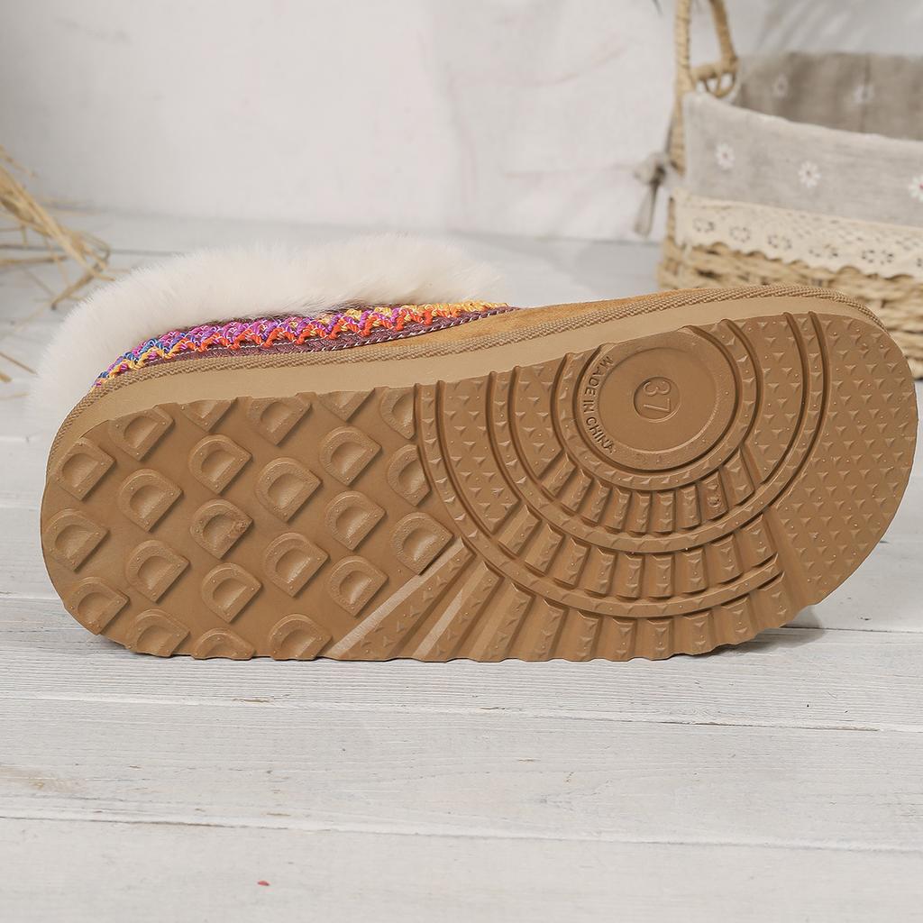 New Thick Soled Snow Boots for Winter, with Increased Height and Plush Insulation. Half Dragged Cotton Shoes with Thickened Plush Slippers