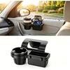 Car Window Storage Organizer, Multifunctional Cup Holder & Phone Mount, ABS Anti-shake Door Side Hanging Storage Box with Hooks, Insert Interior