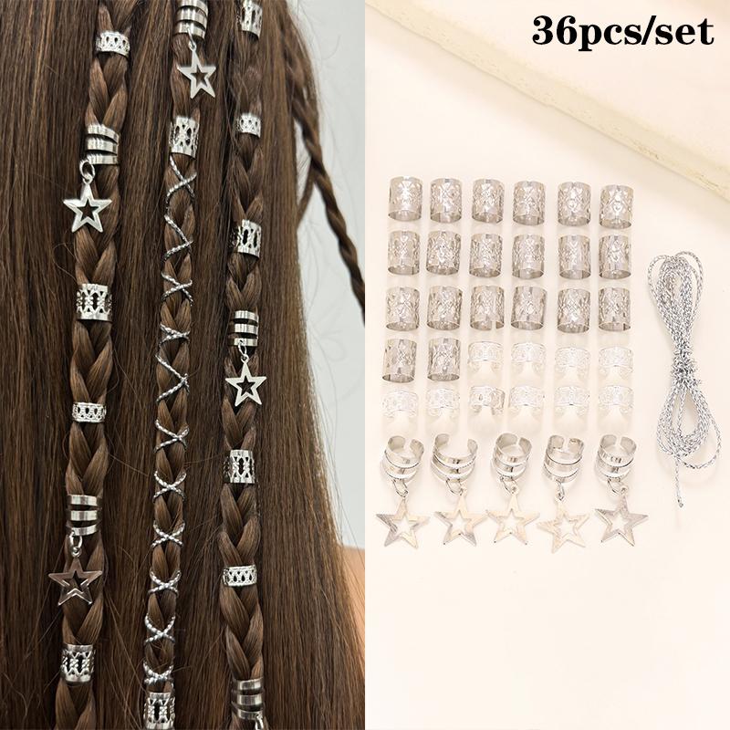 1 Set Anelli per Capelli Dreadlock Gioielli per Capelli Manicotti Clip Treccine Capelli Treccine Sporche Perline Fermaglio Hippie Accessori Copricapo Per Donne