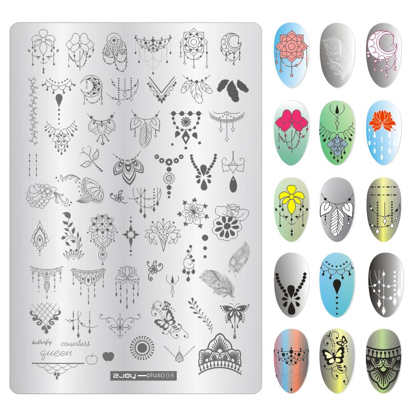 9.5X14.5cm Big Size Nail Stamping Plates Flower/Geometric Designs Nail Art Template For DIY Nail Decor 5.6cm round Stamper Plate
