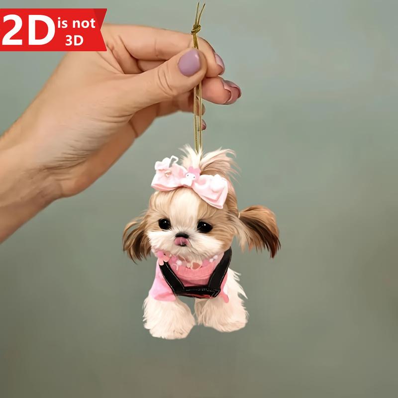 2D Shih Tzu Dog Pendant for Cars and Backpacks. Perfect for Valentine's Day and New Year.