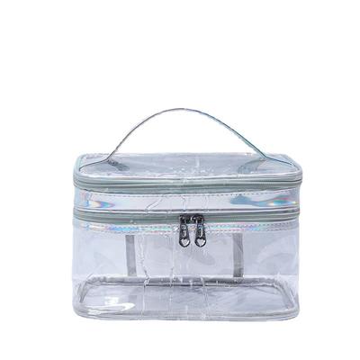 Bolsa Cosmética Feminina Transparente Camada Dupla Impermeável Alta Capacidade Bolsa de Armazenamento de Artigos de Higiene Pessoal para Viagem