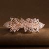 Clip de Primavera de Circonita Blanca Flor de Pedrería Brillante Clip Superior Clip Horizontal Elegante Adorno para el Cabello de Moda para Madres