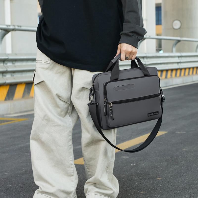 Shoulder Bag Men's Business Handbag Solid Color Travel Bag Large Capacity Crossbody Bag