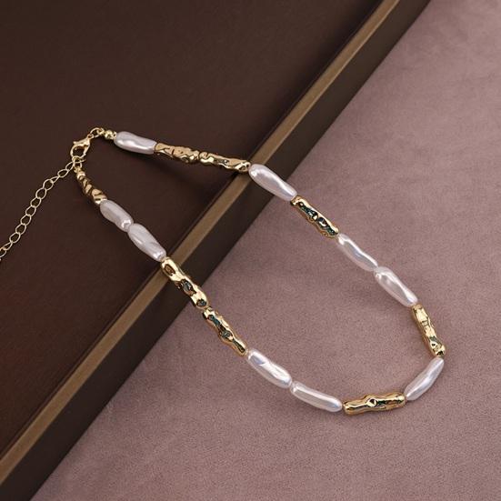 Imitation Baroque Pearl Toothpick Necklace Irregular Metal Choker Unique Elegant Clavicle Chain Minimalist French Retro Jewelry for Women