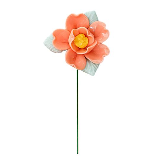 Keramisk blomma med stjälk Realistisk handgjord konstgjord blomma Hem Kontor Vardagsrum Vas Färgglad falsk blomdekoration