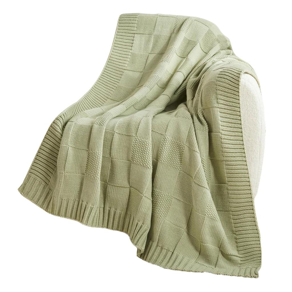 Knit Throw Blanket Checkered Sofa Blanket For Season Lightweight for Home and Travel