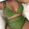 2024 Plus Size High Waist Triangle Bikini - Women’s Solid Color Swimwear