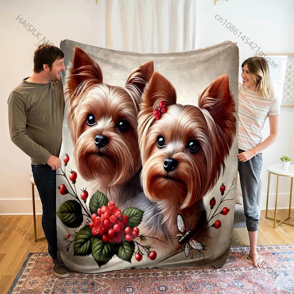 

1PC Two Cute Puppies Print Blanket Warm Soft Fluffy Kids and Adults Sofa Bed Throw Blanket for Home Travel Camping Multi Size 75x100cm