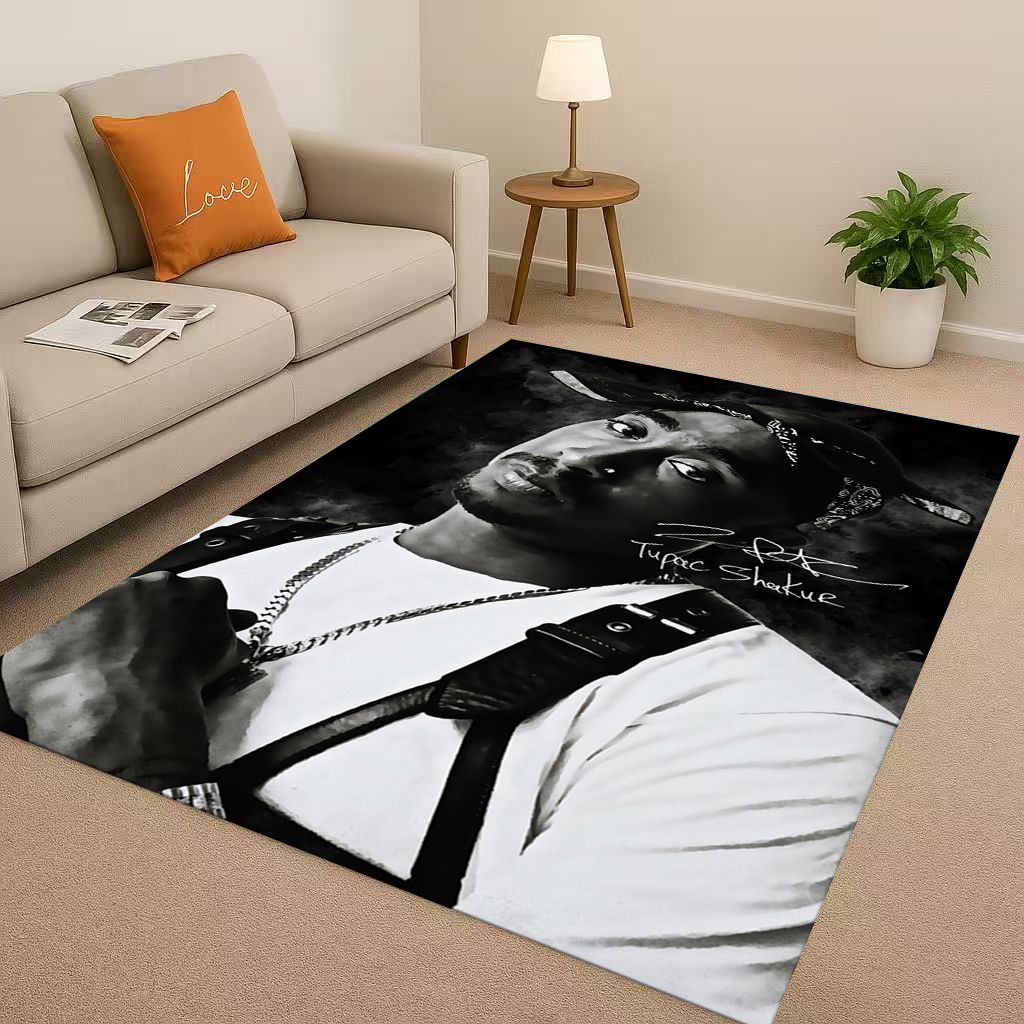 3D Klasický Rap Tupac 2pac Hip-Hop Hudba Rapper Obývací pokoj Protiskluzový Koberec pro Ložnici Hernu Pohovku, Domácí Dekorace Rohožka