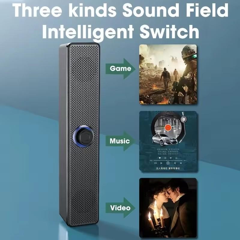 PC Soundbar Wired and Wireless Bluetooth Speaker USB Powered Soundbar for TV PC Laptop Gaming Home Theater Surround Audio System
