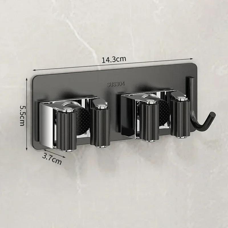 An Der Wand Montierte Mop-Organizer-Clips, Selbstklebend, Für Badezimmer, Mopp, Besenaufhänger, Halter, Rack-Haken, Mopp-Clip-Klemme Aus Edelstahl 304