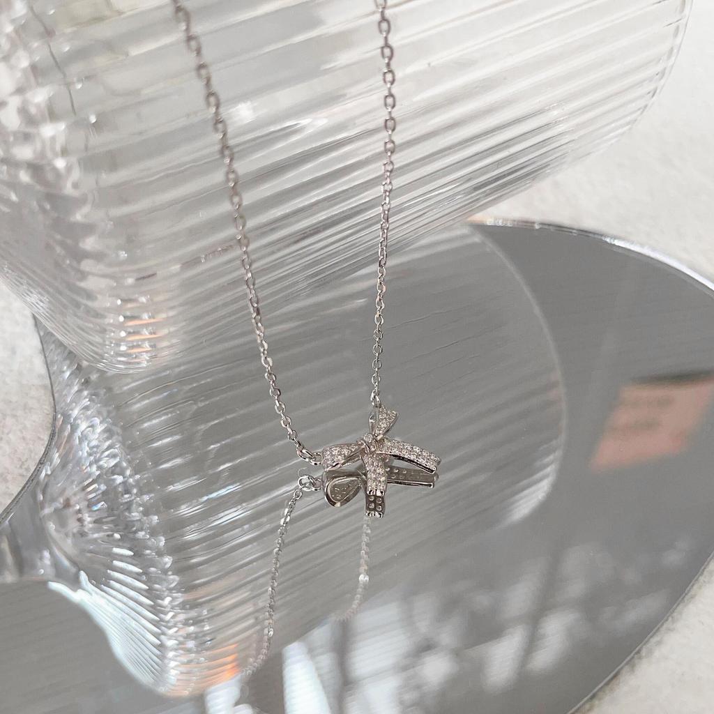 Sterling Sølv S925 Luksuriøst Sløyfe Halskjede - Minimalistisk Kragebenskjede Choker