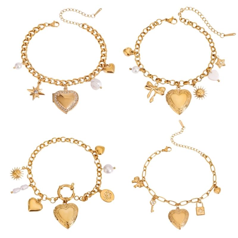 Pulseira Pingente Delicado com Moldura de Coração para Mulheres Moda Joias Elegantes Adequado para Eventos de Moda e Casamento