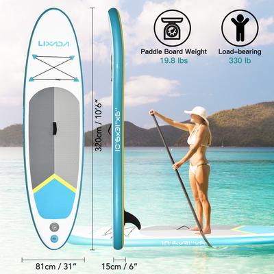 Placă gonflabilă cu vâsle Stand Up pentru adulți, cu grosime de 6 inci, SUP Paddleboard, set de surf pentru sporturi acvatice
