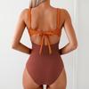 Women Color Block One Piece Swimsuit Quick Dry Slimming Tummy Coverage Bathing Suit