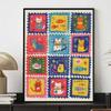 Diamond Painting Kit Full Diamond Round Mosaic Cute Cats Fish Aquarium Postage Stamp Colorful Cartoon Whimsical Home Decor Gift