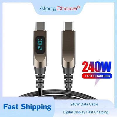 AlongChoice 240W Digitalanzeige USB C zu USB C Kabel Zinklegierung 5A Typ C zu Typ C Kabel Schnellladung für iPhone 15 16