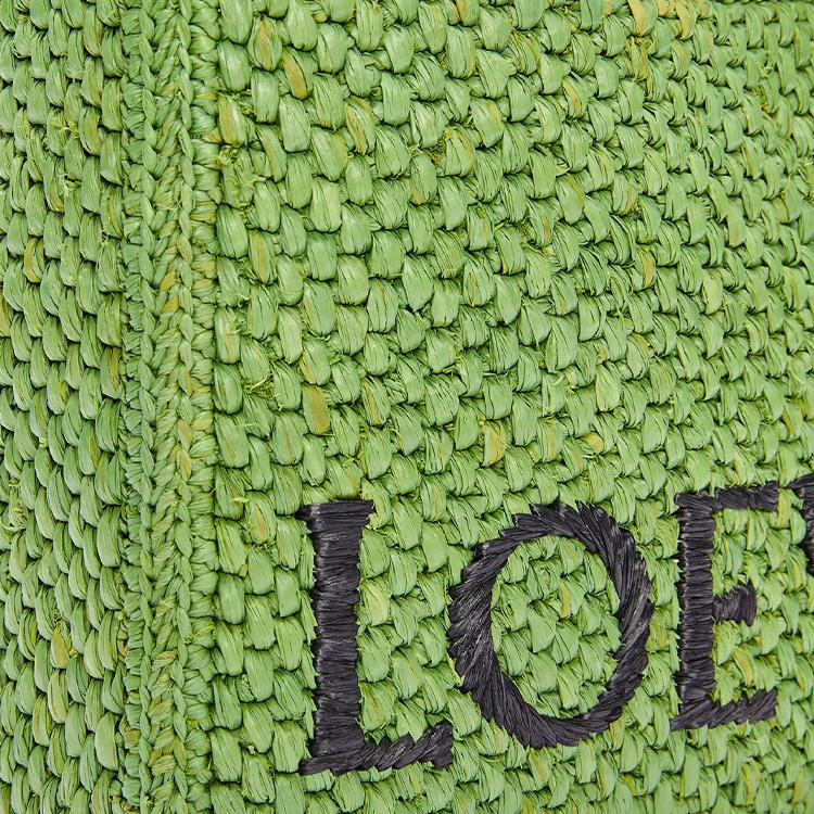 Loewe Bolso Tote con Estampado con Correa de Hombro Desmontable y Ajustable en Fibra de Palma Color Vino para Mujer Verde A685B59X01-4100