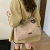 Dammode axelväska i imiterad mocka för kvinnor stor kapacitet toteväska