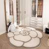 Retro Luxury Camellia Faux Cashmere Carpet for Living Room or Bedroom - Irregular Shape, Skin-Friendly Floor Mat