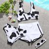 Children's Fashion Milk White Swimsuit Set for Girls Summer Three-Piece Bikini Set for Kids Cute Girl's Padded Top Briefs and Boxers Swimwear Set