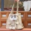 Canvas Dog and Cat Handbag with Exposed Head Bear Shape Shoulder Bag Canvas Outdoor Convenient Small Cat and Dog Pet Supplies