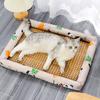 Comfortable Summer Small Cat Cooling Mat Moistureproof Medium Dog Sleeping Bed Cushion Rattan Mat Pet Puppy Accessories