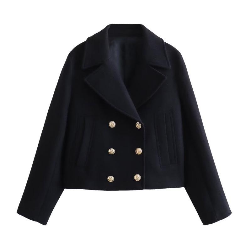 European & American Women s Double-Breasted Short Coat - Chic & Mature Style Large
