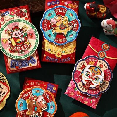 Paper 2026 Horse Year Red Envelope Chinese Style Cartoon Design Cartoon Rotating Red Envelope Thickened Red