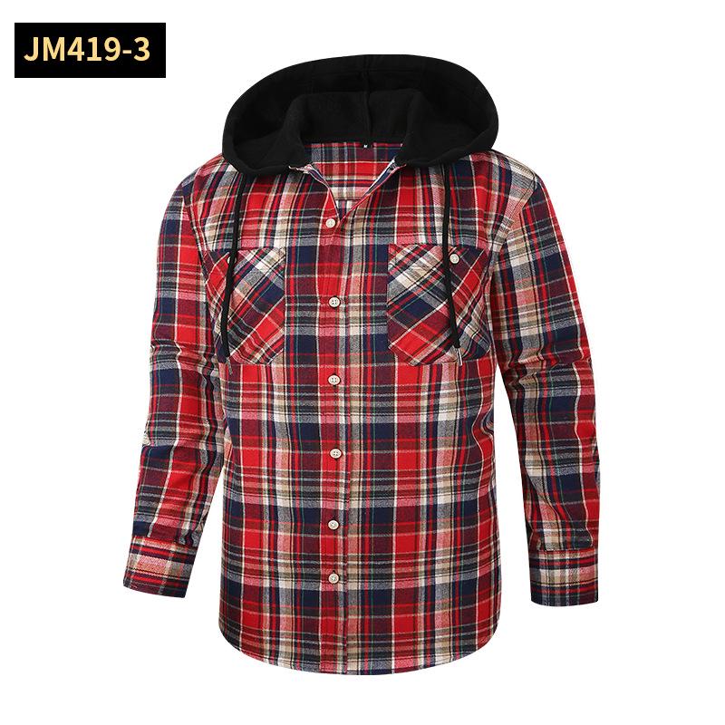 2024 Frühling Herren Casual Plaid Flanell Kapuzenhemd - Lange Ärmel, High-End-Gefühl
