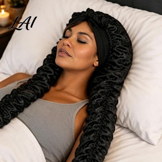 Braided Hair Cap No Heat Curling for Women Adjustable Curls Styling Accessories Satin Bonnet Double Layer Sleeping Medium Long Hair Braids,