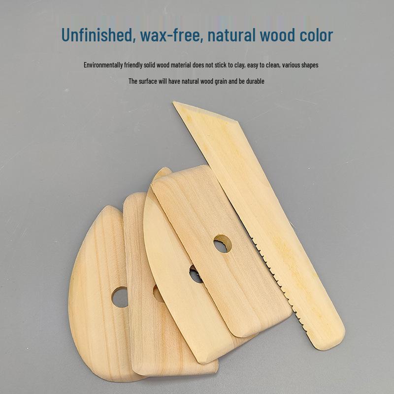 5-Piece Boxwood Scraper Set for Clay and Polymer Sculpture