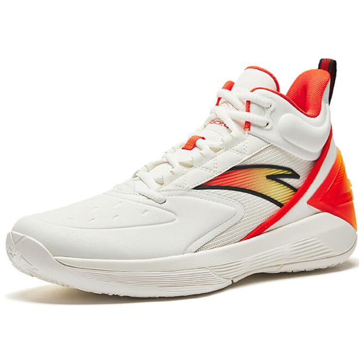 New Anta Slip Resistant Coverage Wear Resistant High Top Basketball Shoes Men's White Orange Red 912511604Q-1