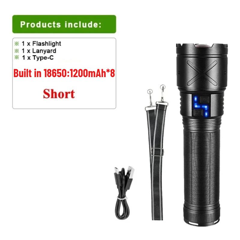 Powerful LED Flashlight Long Range Zoomable Aluminum Alloy Hand Lamp USB Rechargeable Outdoor Work Light for Outdoor Camping