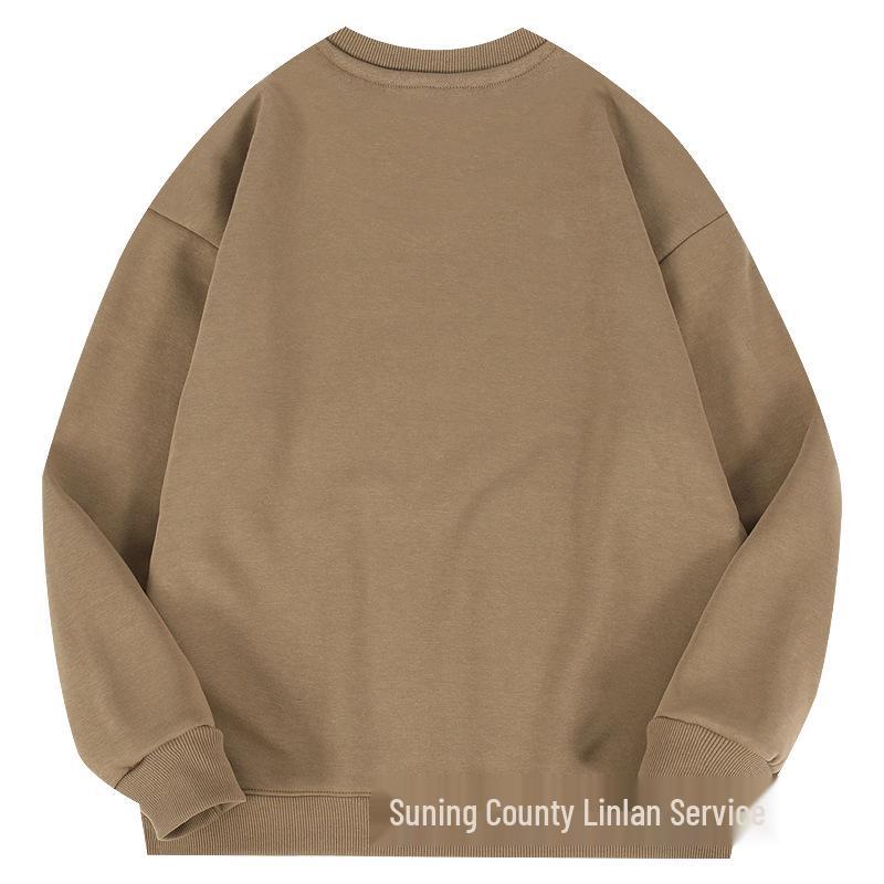 Unisex 420G Extra Thick Hua Cotton Silver Fox Fleece Crew Neck Sweatshirt - Warm Base Layer Top for Autumn and Winter