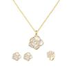 Pearl jewelry set, brand new flower three-piece ring pendant, small fresh and elegant women's jewelry women