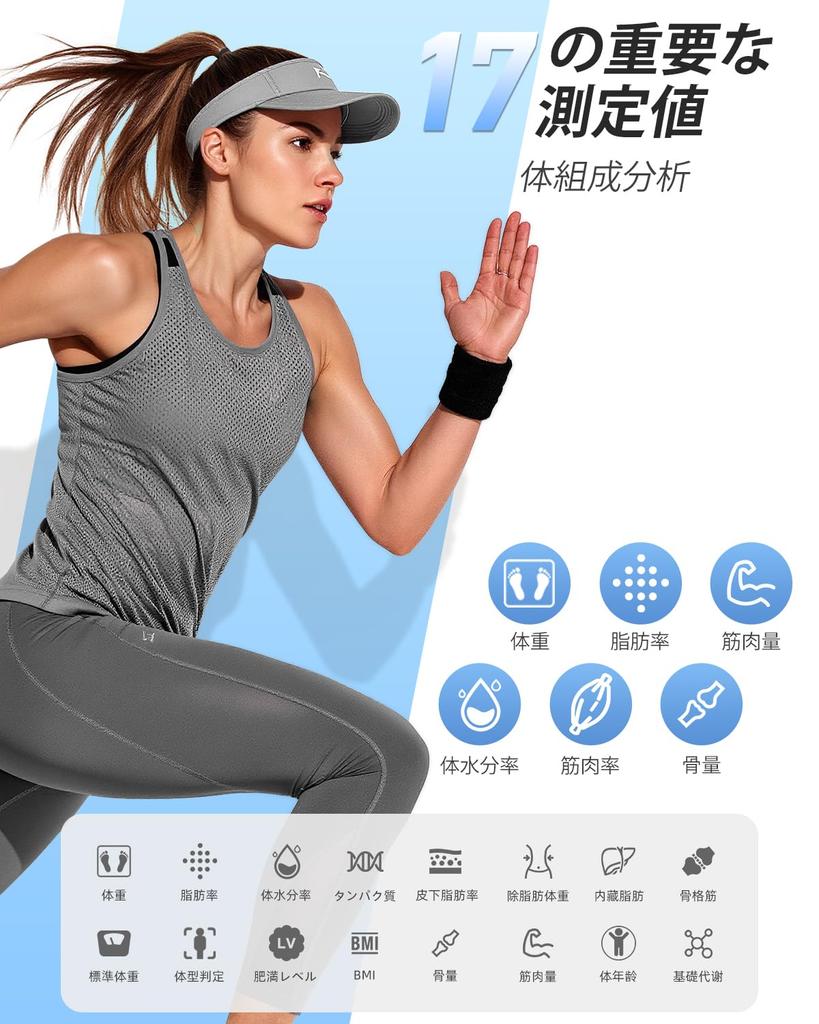 INSMART Body Composition Scale Measures 17 Body Fat Muscle Basal Metabolic Bone Smartphone Bluetooth Automatic Power Measures Body Fat Muscle Basal