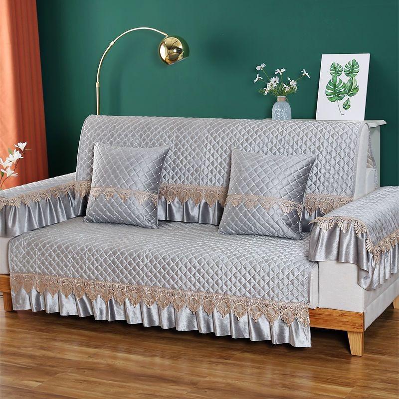 High End Lace Sofa Cushion All Seasons Three Person Anti Slip Seat Cushion Modern Sofas Cover Dust Proof Universal Towel Home Decoration